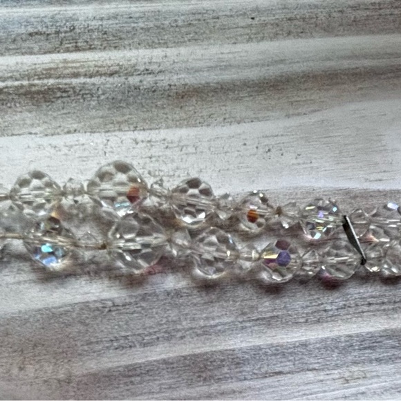 AB crystal double strand bracelet and earrings mid-century - Picture 4 of 13